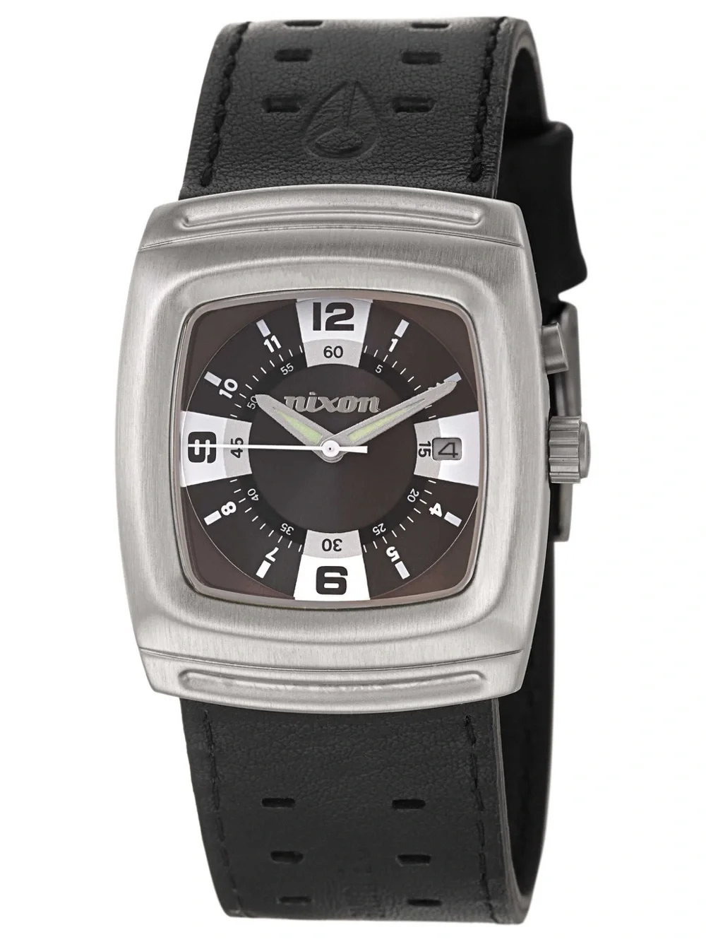 Nixon Black Leather Strap Watch with Black Dial